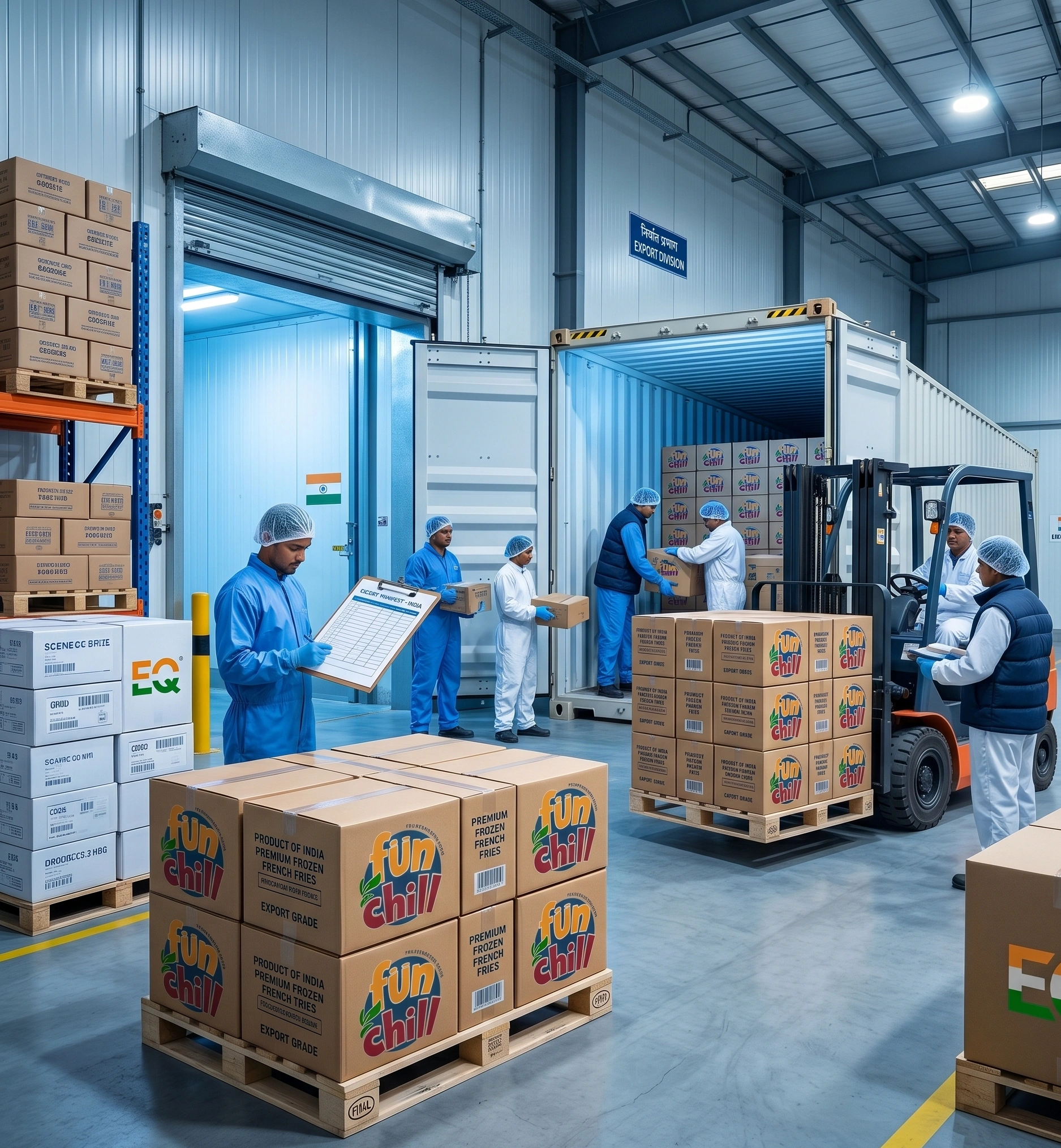 Frozen food export logistics and cold chain supply